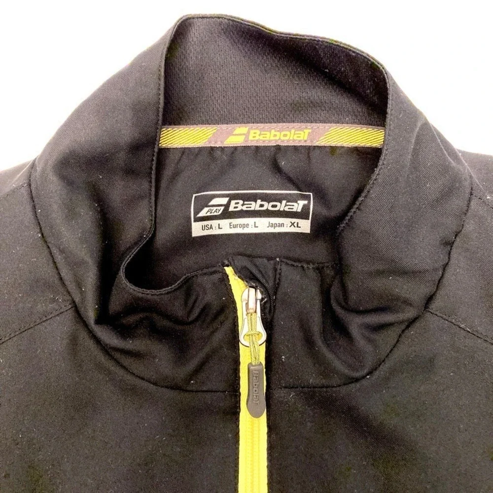 Babolat Performance Men's L Black Tennis Jacket Full Zip Pockets Windbreaker